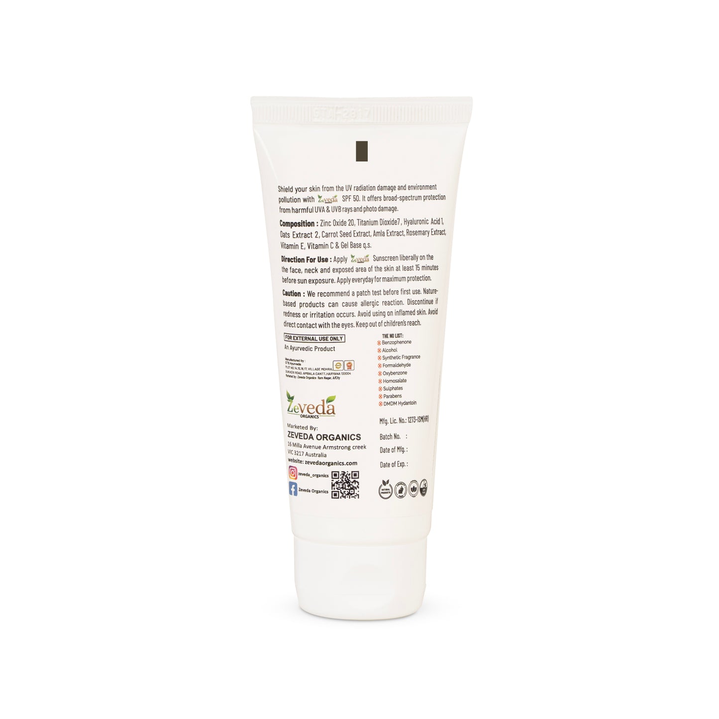 Vitamin C Sunscreen SPF 50 PA+++ with Hyaluronic Acid (100ml)