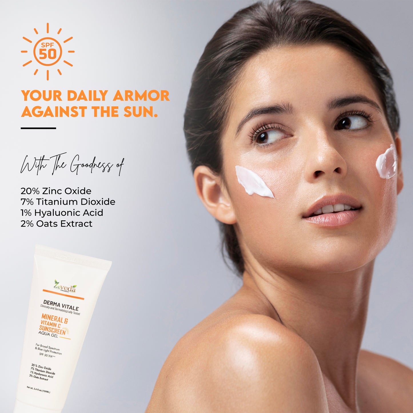 Vitamin C Sunscreen SPF 50 PA+++ with Hyaluronic Acid (100ml)